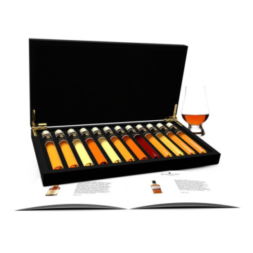 Wereld Whisky Degustatie 12 tubes proeverij set in houten cadeau kist